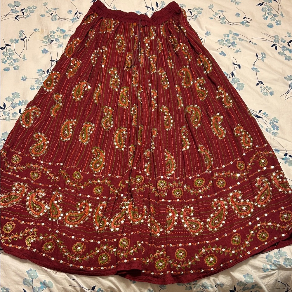 NEW Paisley Print Red Skirt